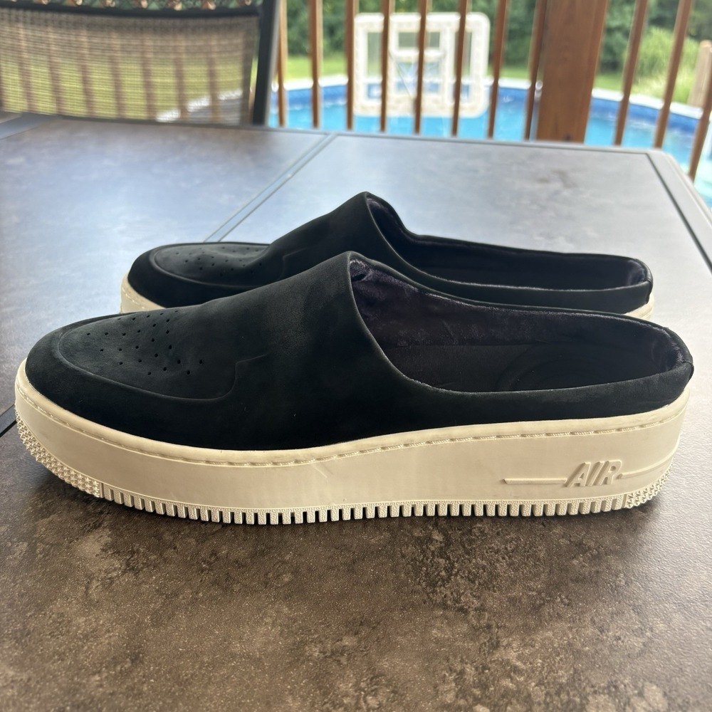 Nike Air Force 1 Lover XX Premium Mule Sneakers Chunky Black Suede Women's 12 - Picture 4 of 11
